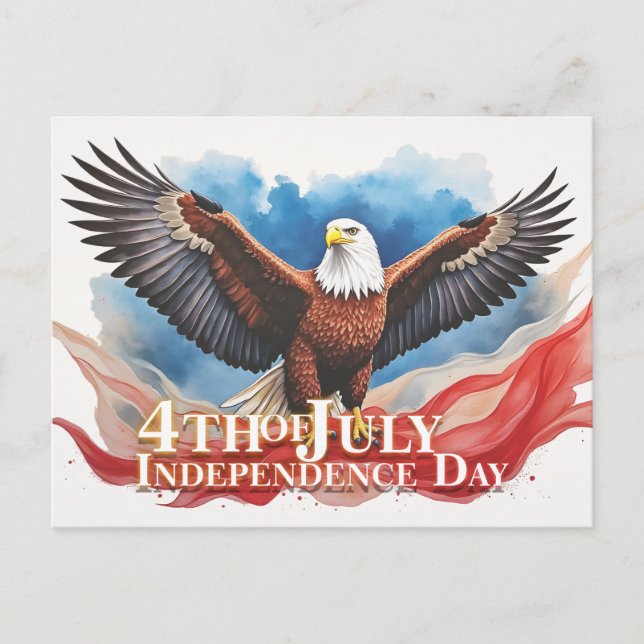 4th of July Eagle – Patriotic Art Design Holiday Postcard (Front)
