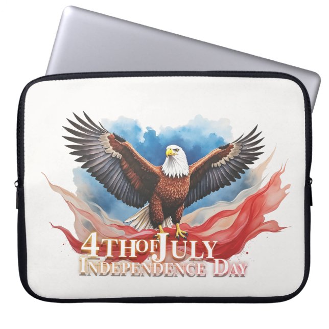 4th of July Eagle – Patriotic Art Design Laptop Sleeve (Front)