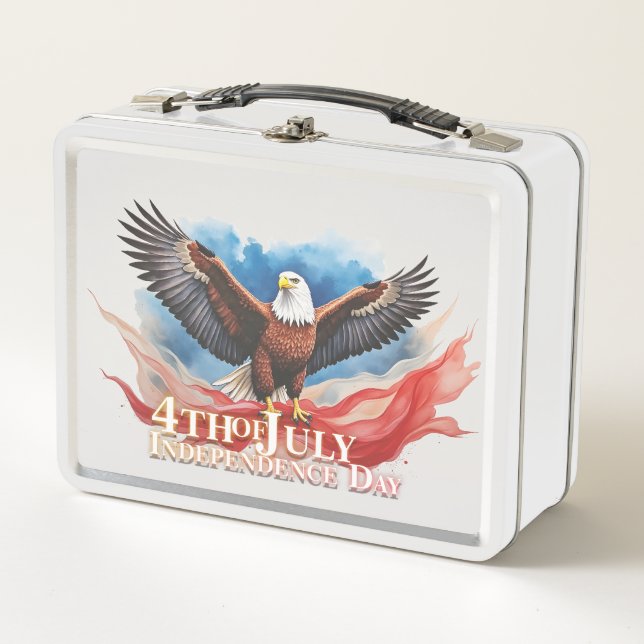 4th of July Eagle – Patriotic Art Design Metal Lunch Box (Front)