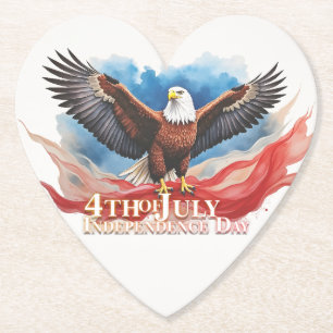 4th of July Eagle – Patriotic Art Design Paper Coaster