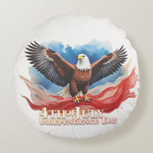 4th of July Eagle – Patriotic Art Design Round Cushion