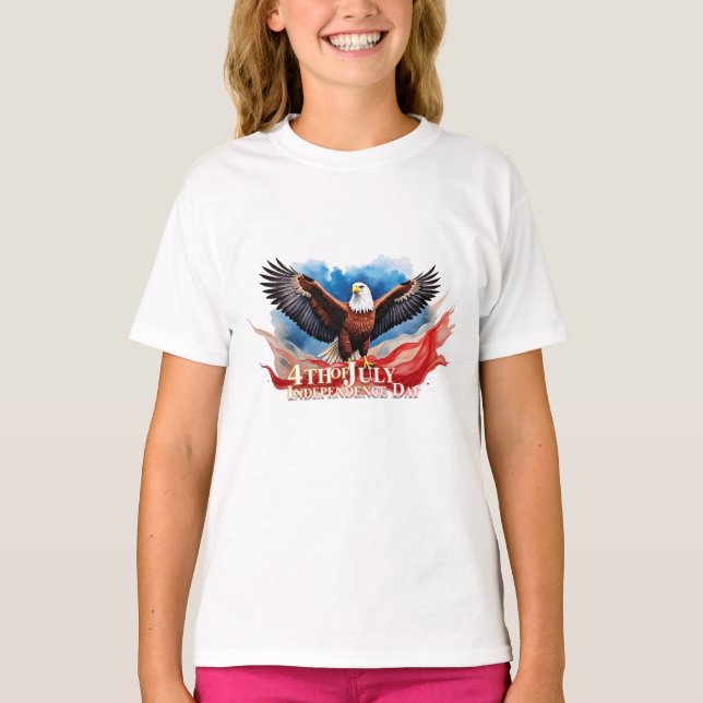 4th of July Eagle – Patriotic Art Design T-Shirt (Front)