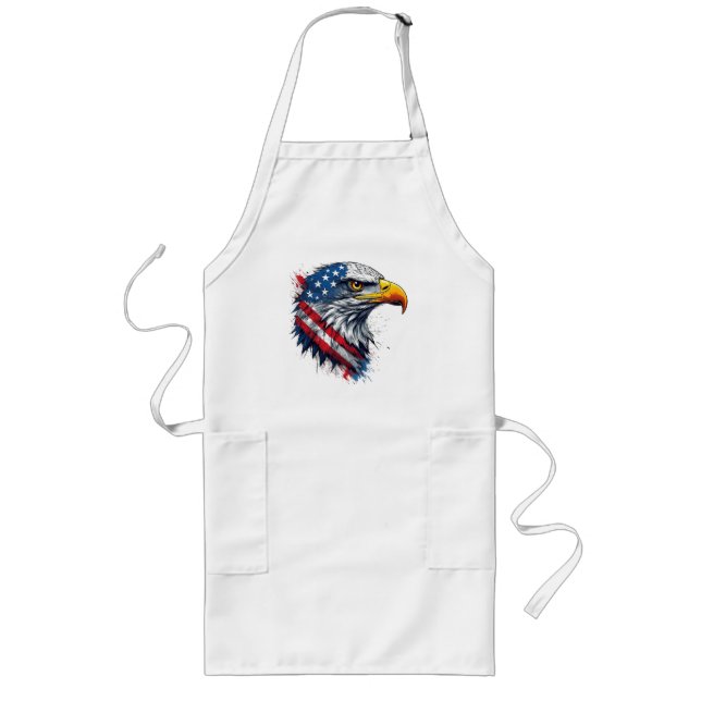 4th of July Eagle Shirt – Patriotic USA Design Long Apron (Front)
