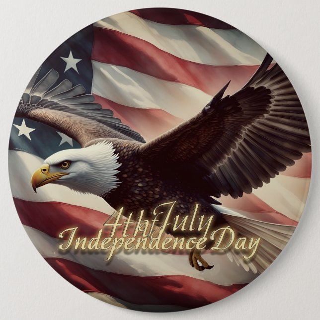 4th of July Eagle with American Flag 6 Cm Round Badge (Front)