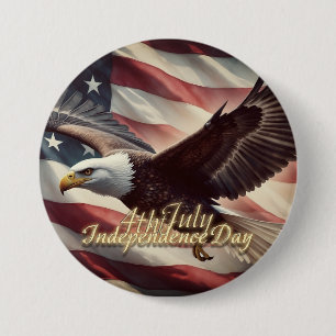 4th of July Eagle with American Flag 7.5 Cm Round Badge