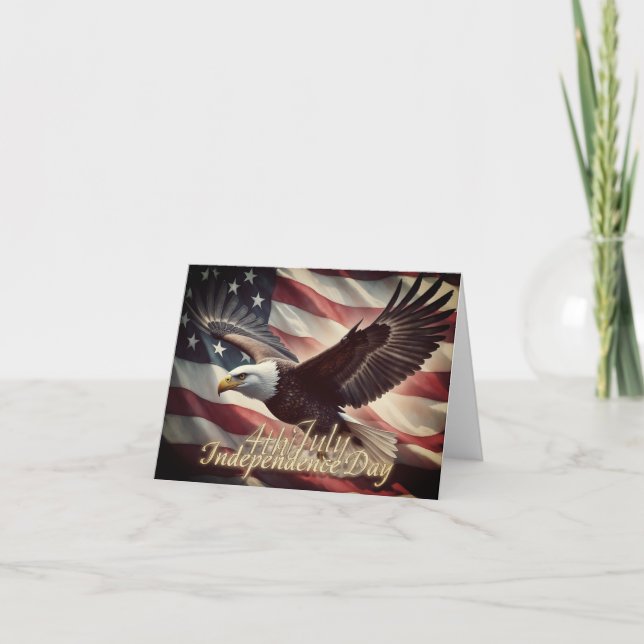 4th of July Eagle with American Flag Card (Front)