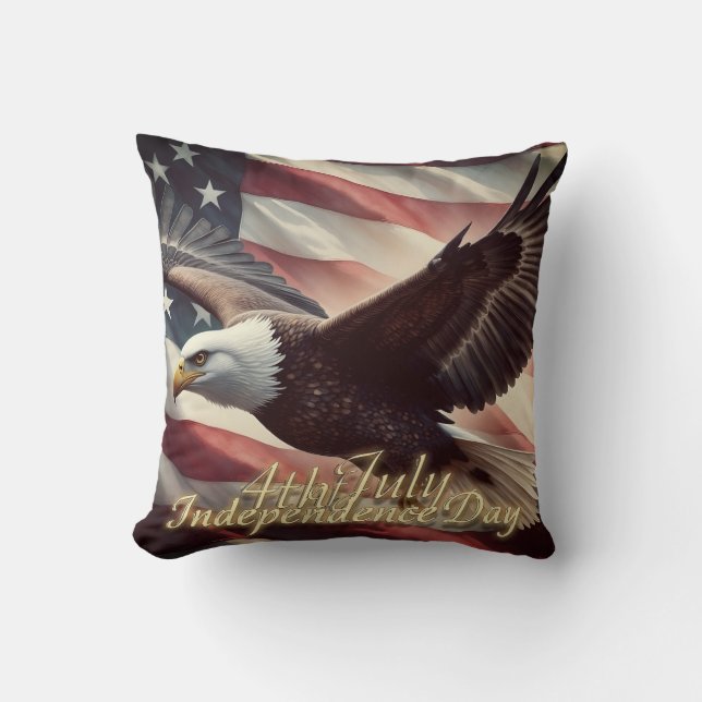 4th of July Eagle with American Flag Cushion (Front)