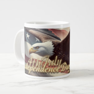 4th of July Eagle with American Flag Large Coffee Mug