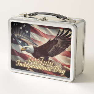 4th of July Eagle with American Flag Metal Lunch Box