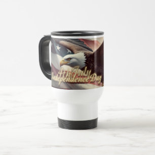 4th of July Eagle with American Flag Travel Mug