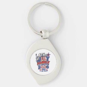 4th of July Family Celebration 2026 250 Years 1776 Key Ring