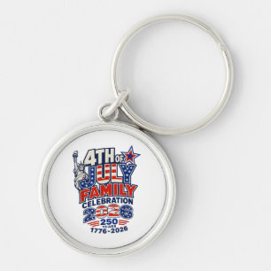 4th of July Family Celebration 2026 250 Years 1776 Key Ring