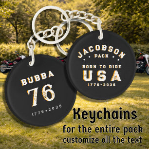 4th Of July Family Photos Born To Ride Customise Key Ring