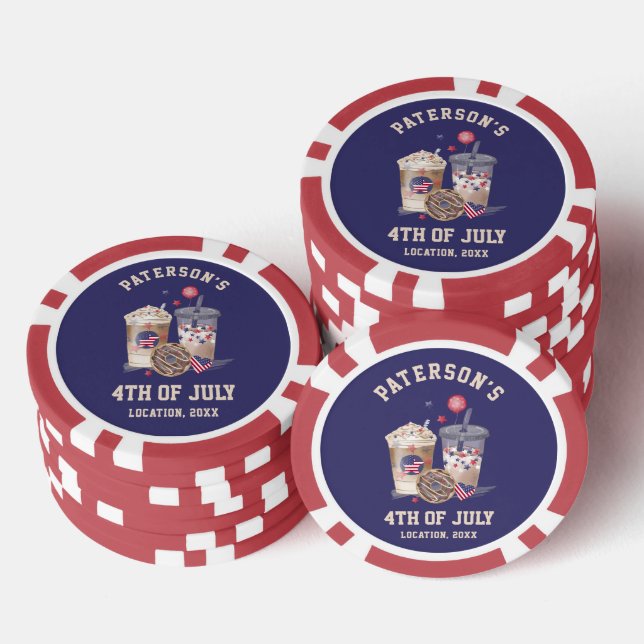 4th Of July Family Reunion Party Independance Day Poker Chips (Stack)