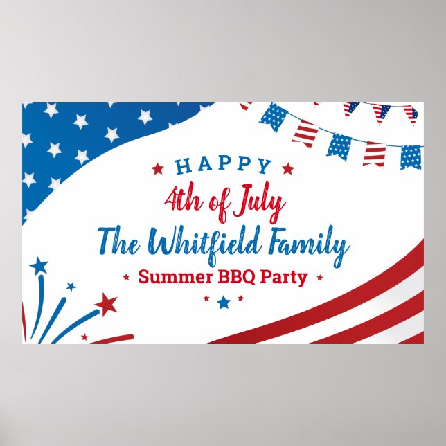 4th of July Family Summer Annual BBQ Party Poster (Front)