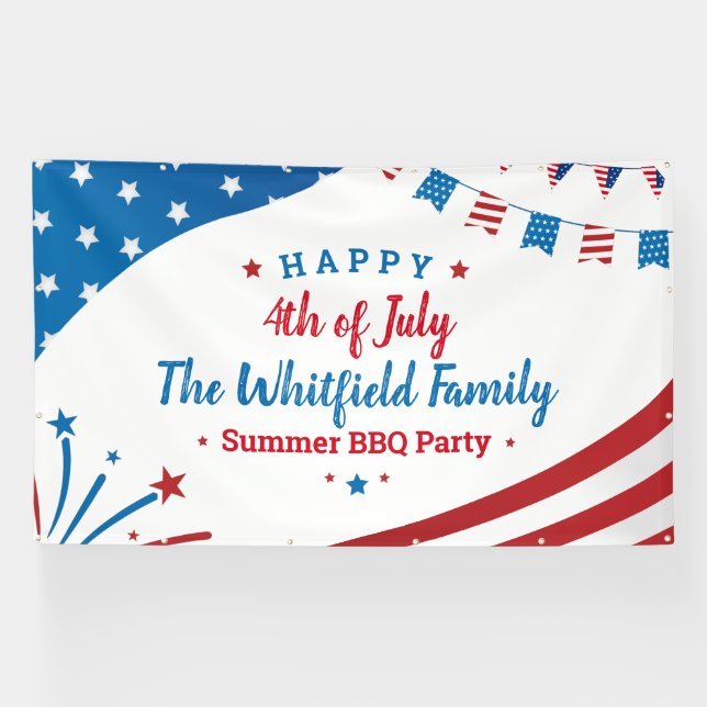 4th of July Family Summer BBQ Party and Parade Banner (Horizontal)
