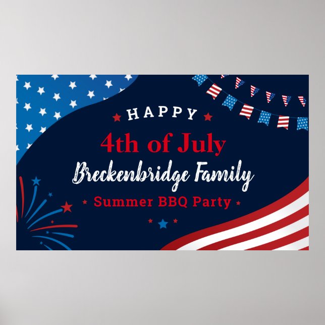 4th of July Family Summer BBQ Party Custom Poster (Front)