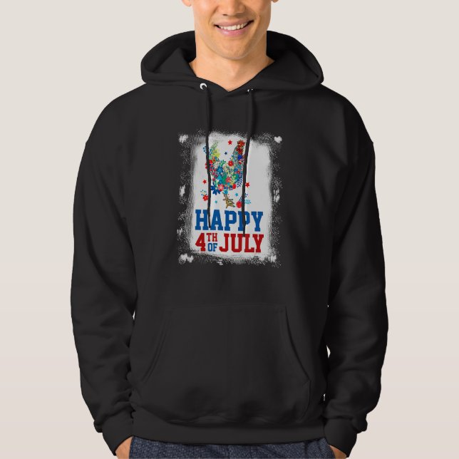 4th Of July Farmer Chicken Flower American Flag Pa Hoodie (Front)