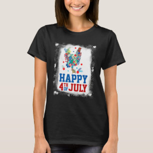 4th Of July Farmer Chicken Flower American Flag Pa T-Shirt