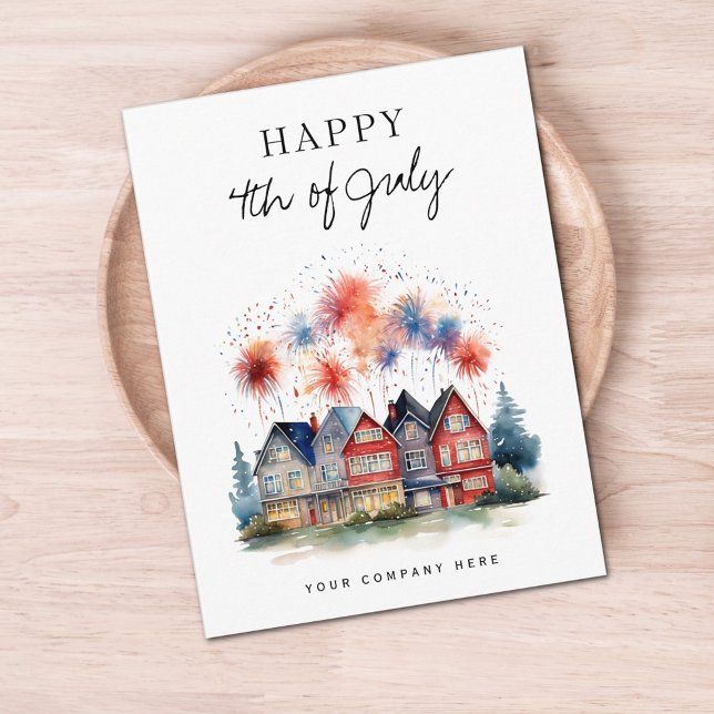 4th of July Festive House Fireworks Realty  Holiday Postcard (Creator Uploaded)