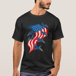 4th Of July Fighter Aircraft Red White Blue Americ T-Shirt