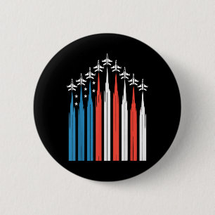 4th Of July Fighter Jet Aeroplane Usa Flag Indepen 6 Cm Round Badge