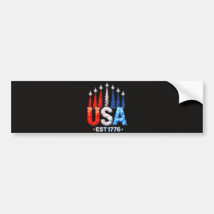 4th Of July Fighter Jets Usa Patriotic Bumper Sticker