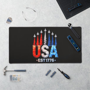 4th Of July Fighter Jets Usa Patriotic Desk Mat