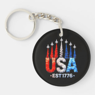 4th Of July Fighter Jets Usa Patriotic Key Ring