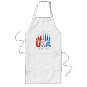 4th Of July Fighter Jets Usa Patriotic Long Apron