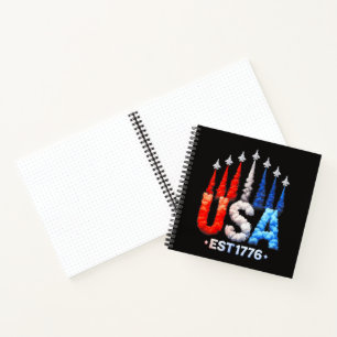 4th Of July Fighter Jets Usa Patriotic Notebook