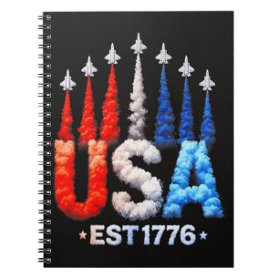 4th Of July Fighter Jets Usa Patriotic Notebook
