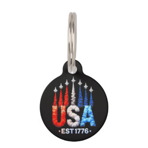 4th Of July Fighter Jets Usa Patriotic Pet Tag