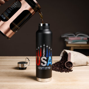 4th Of July Fighter Jets Usa Patriotic Water Bottle