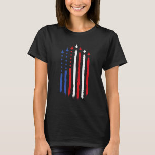 4th of July Fighter Jets with USA American Flag Ce T-Shirt