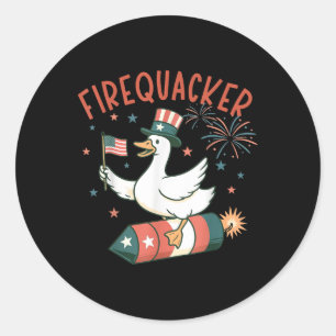 4th Of July Fire Quacker Fireworks Funny Goose Classic Round Sticker