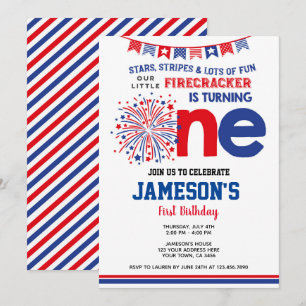 4th of July, Firecracker Invitation
