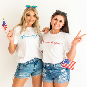 4th of July Firecracker Minimalist Red Script T-Shirt