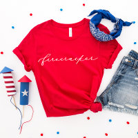 4th of July Firecracker Minimalist White Script