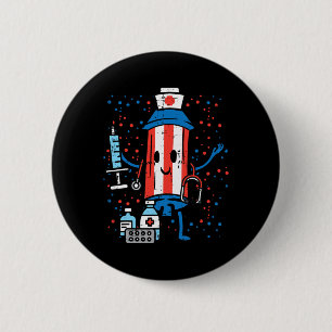 4th Of July Firecracker Nurse Funny America Scrub 6 Cm Round Badge