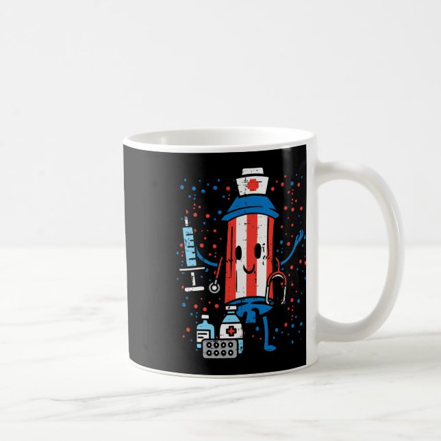 4th Of July Firecracker Nurse Funny America Scrub  Coffee Mug (Right)