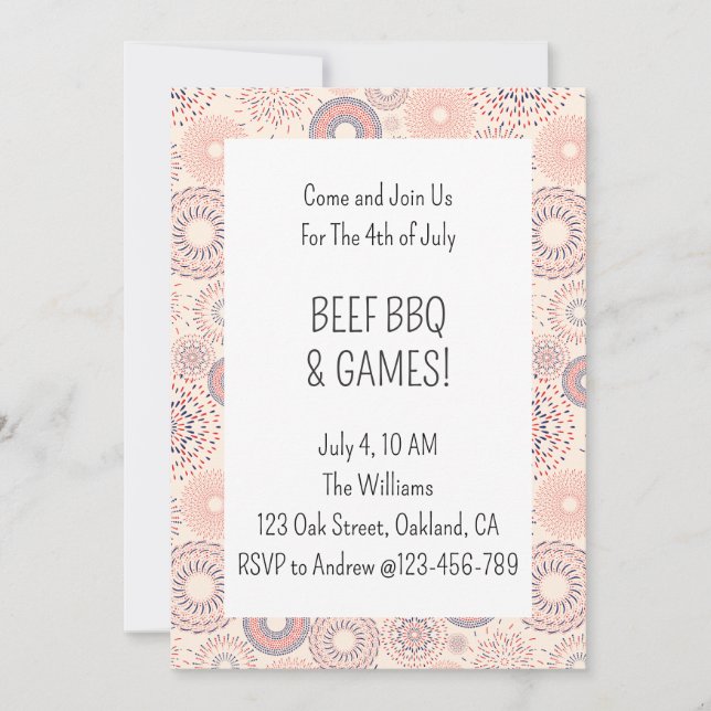 4th of July Firecrackers Independence Day BBQ Invitation (Front)