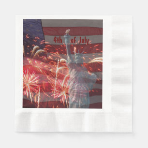 4th of July Firework flag Statue of Liberty Napkin