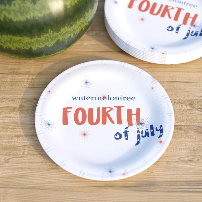 4th of July Firework Party Paper Plates (Enjoy a fabulous 4th of July! Just add your name)