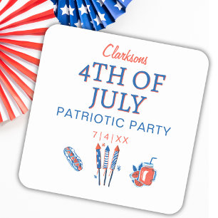 4th of July Firework Patriotic Party Celebration Square Sticker