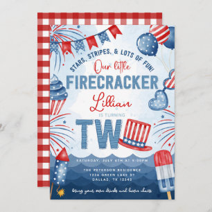 4th of July Fireworks 2nd Birthday Party Invitation
