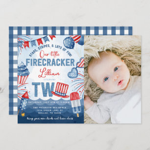 4th of July Fireworks 2nd Birthday Party Invitation