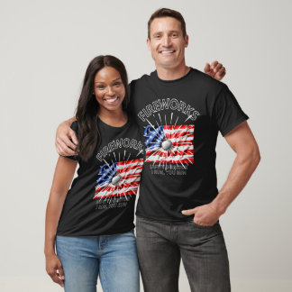 4th of July Fireworks and Baseball American flag  T-Shirt
