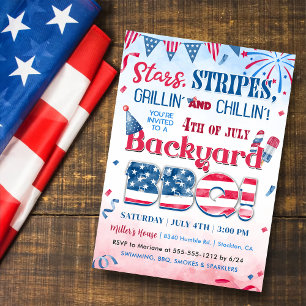 4th of July Fireworks BBQ Party Invitation