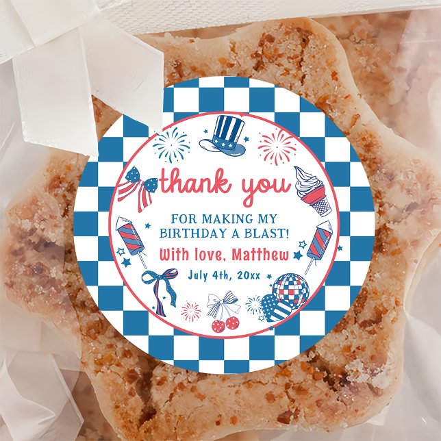 4th of July Fireworks Birthday Thank You Sticker (Creator Uploaded)